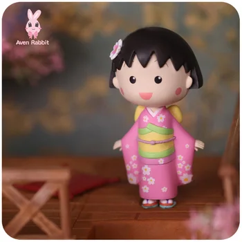 Autentisk Chibi Maruko-chan Kimono Serien Blind Kasse Legetøj Gætte Taske Anime Figur Blind Pose Legetøj Tal Søde Model Doll Pige Gave 35158