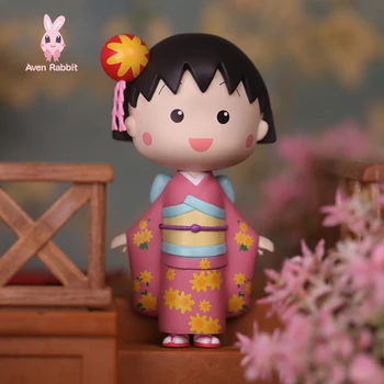 Autentisk Chibi Maruko-chan Kimono Serien Blind Kasse Legetøj Gætte Taske Anime Figur Blind Pose Legetøj Tal Søde Model Doll Pige Gave