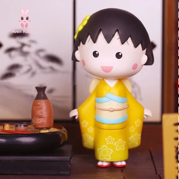 Autentisk Chibi Maruko-chan Kimono Serien Blind Kasse Legetøj Gætte Taske Anime Figur Blind Pose Legetøj Tal Søde Model Doll Pige Gave
