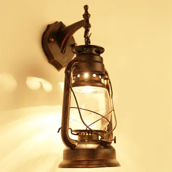 бра Europæiske Retro Plastik LED væglampe Vintage petroleumslamper Lys Armatur For Bar Og Butik Badeværelse Sconce vedhæng lys