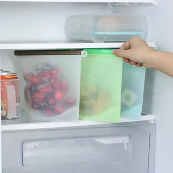 Silikone Mad Pose Kan Genbruges Køleskab Taske Køkken Ting Vakuum Forseglet Fryser Pose Køkken Mad Forsegling Opbevaring Køleskab Taske