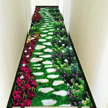 3D Brosten Korridor Tæppe Bløde Flonel Soveværelse Tæpper Indgang Dørmåtte Moderne Blomster Område Tæppe Tæpper til stuen