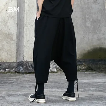 Mænd Japan Kimono Harem TrousersMale Punk, Gothic Hip Hop Mode Lomme Streetwear Oversize Løs Casual Black Cross Bukser
