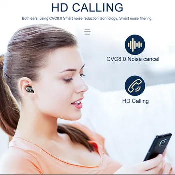 Trådløse Hovedtelefoner TWS Bluetooth-5.0, Trådløse Hovedtelefoner, Sport Vandtæt Headsets Øretelefoner Med Mikrofon 2200mAh Opladning Box 36067