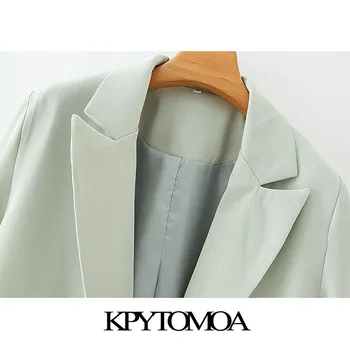 KPYTOMOA Kvinder 2020 Mode Kontor Slid Enkelt Knap Blazer Vintage Pels Lange Ærmer, Lommer Kvindelige Overtøj Smarte Toppe