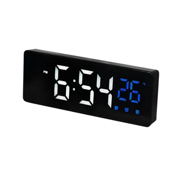 Spejl Vækkeur LED Digitalt Ur 3 Grupper af Voice Control Alarm Snooze-Tid, Temperatur Display Reloj Despertador