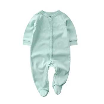 2020 Nye Fashion Baby Pige Tøj Baby Sparkedragt Til Nyfødte Cloting Forår Og Efterår Kostume Ren Bomuld Farve O-hals Buksedragt 36474