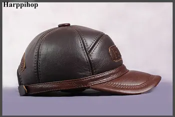 HARPPIHOP Nye Design-Mænd er Ægte Læder Cap /Avisdrenge /Beret /Taxachaufføren Hat/ baseball Hatte