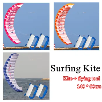 1,4 m Holdbar Dobbelt Linje Parafoil Bløde Kites Flyver Sport Stranden Stunt Kite med Håndtag Ripstop Nylon Udendørs Kitesurf