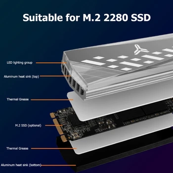 ARGB M. 2 2280 SSD-Aluminium Heatsink RGB-Hukommelse Heatsink 5V 3Pin Radiator