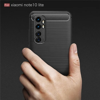 For Xiaomi Mi Note 10 Lite Tilfælde Dække Mi 9 10 Pro Lite Stødsikkert Kofanger Carbon Fiber Soft Phone Case For Xiaomi Mi Note 10 Lite