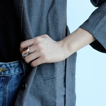 Europæiske Overdrevet Enkel S925 Sterling Sølv, Glat Ring Kvindelige Ins Normcore Style Åbne Geometriske Indeks Finger Ring