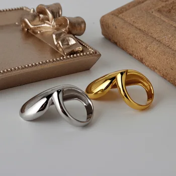 Europæiske Overdrevet Enkel S925 Sterling Sølv, Glat Ring Kvindelige Ins Normcore Style Åbne Geometriske Indeks Finger Ring