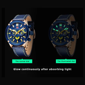 MINIFOCUS Afslappet Sport Ure til Mænd Top Mærke Luksus Militære Læder armbåndsur Mand Clock Mode Chronograph Armbåndsur