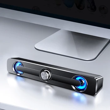USB-Kabel Højttaler Computer Bluetooth Højttaler LED Lys Bar Stereo Subwoofer-Bas-Højttaler Surround Sound Box Til PC Bærbar computer Hjem