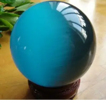 Quartz blue Cat Eye Crystal Healing Ball Sphere 50MM + Stand