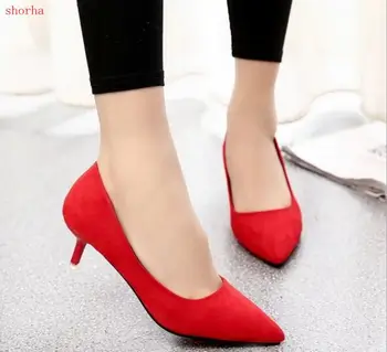 Foråret efteråret kvinders sko kvinder med høj hæl sko Moderigt rød sort kvindelige høje hæle Bryllup banket kvinder sko