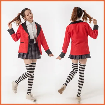 8 STK Animationsfilm Kakegurui Skole Pige JK Uniform Hoodie Runa Yomotsuki Cosplay Kostume Kirari Jabami Yumeko Halloween Dress Kvinder