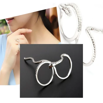 Designer high-end kreative personlighed snake-formet ring mikro-cube zirkonia åbning kvinders banket ring mode hot smykker 38100