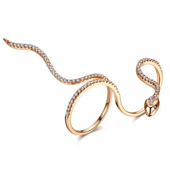 Designer high-end kreative personlighed snake-formet ring mikro-cube zirkonia åbning kvinders banket ring mode hot smykker