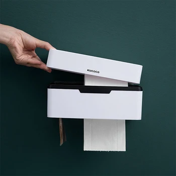 Toiletpapir Max Toilet Papir Rack Vandtæt Rulle Papir Indehaveren Kreative Plastik Opbevaring Af Papir Boks Vægmonteret Selvklæbende