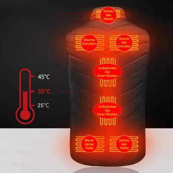 Mænd Smart Temperatur Kontrol 9 Zoner Varme Vest Carbon Fiber Thermal Vest Vinter Varm Vintervest Udendørs Jagt Fiskeri