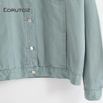 EORUTCIZ Foråret Denim Jakke Kvinder Jeans, Oversize Frakke Vintage Casual Efteråret langærmet Hvid Overtøj LM244 3941