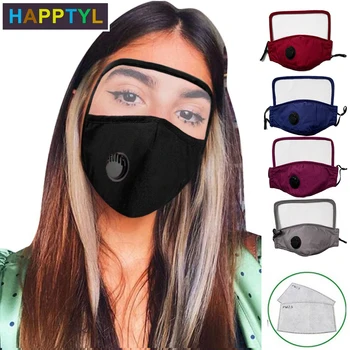 HAPPTYL 2020 Bomuld Maske Støvtæt Beskyttende Maske med Øjne Skjold med 2 Filtre