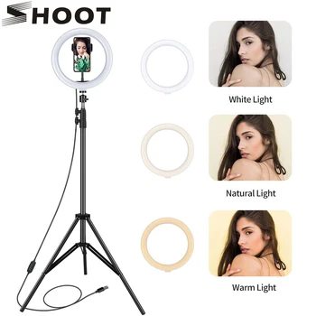 SKYDE LED Selfie Ring Lampe Fotografering Ring Lys med Stativ 10 tommer USB-Dæmpbar Ringlight med at Stå for Makeup YouTube Video 39995