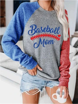 Raglan Ærme Baseball T-shirt Sommer Efterår langærmet Toppe Tee Kvinder O-hals Løs Tee Print T-shirt 2020 Harajuku Top S-2XL