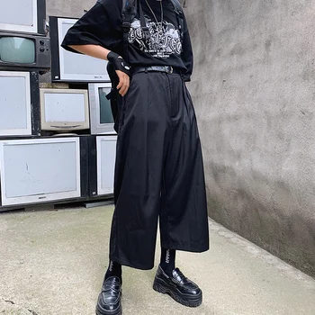 Mandlige Kvinder Streetwear Hiphop Lige Passer Bukser Harajuku Bukser Mænd Vintage Mode Løs Casual Bred Ben Harem Bukser