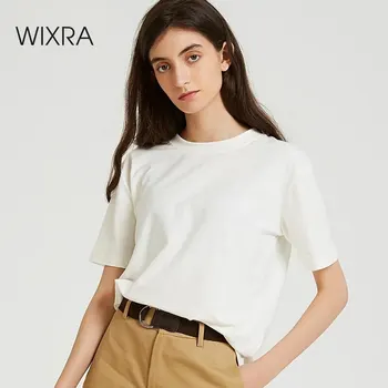 Wixra Alle Base Match-O-Neck T-shirts Kvinder Elegant T-shirt Dame Casual Top kortærmet Kvinder Blød Bomuld Top Tees