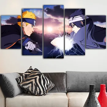 5 Stykker Lærred Maleri Hot Anime Naruto Plakater Og Prints Tableau Vægmaleri Plakat Animationsfilm Tableau Room Decor