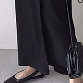Kvinder I Lange Kjoler 2020 Falde Japan Stil Langærmet Sort Basic Pullover Kjoler Kausale Maxi Kjole Kontor Damer Løs Vestidos 4059