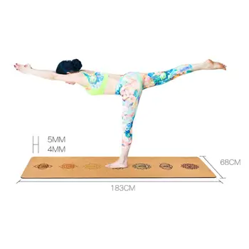 183X68cm naturkork TPE yogamåtte Fitness Sports Måtter Pilates Øvelse, Puder, Non-slip Yoga måtter 5mm Absorbere Sved Lugtfri