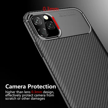 Bumper Til iPhone 11 Pro Max antal Tilfælde Luksus Carbon Fiber Soft TPU Silicone Case til iPhone 11 Tilbage dække For iPhone-11 Pro Capa