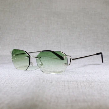Vintage Diamant Skæring Uindfattede Solbriller til Mænd-Pladsen Lille Linse Briller til Kvinder Klare Glas Metal Ramme Oculos Nuancer 41353