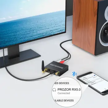 PROZOR DAC Digital til Analog Audio Converter med Bluetooth-Modtager Power ON/OFF Coaxial Toslink til Analog, Stereo L/R PHONO til 3,5 mm
