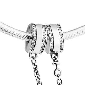 Insignia Kæde Klare CZ Sølv Perler Til smykkefremstilling Passer Europa-Armbånd Sterling Sølv Smykker Kvinde DIY