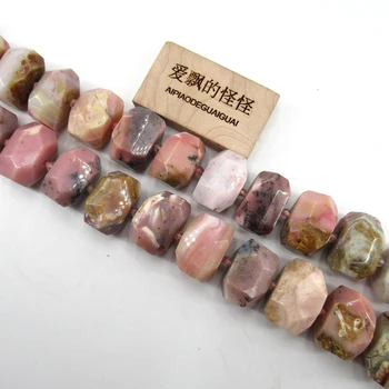 APDGG Naturlig Facetslebet Pink Opal Nugget Gemstone Løse Perler 16