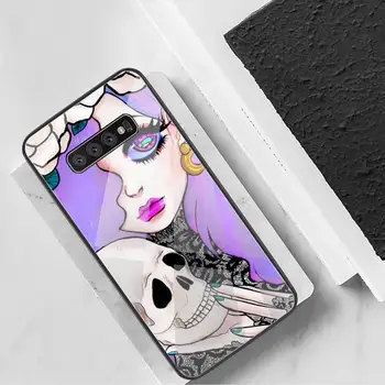Girly Pastel Heks Goth Telefon, Sag Hærdet Glas Til Samsung S20 Plus S7 S8 S9 S10 Plus Note 8 9 10 Plus