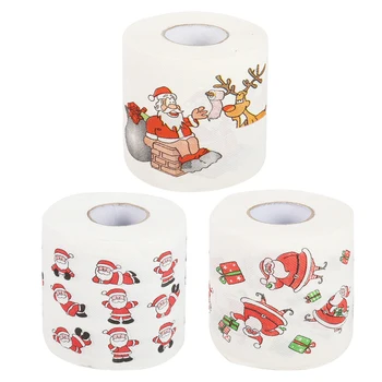 Hjem Af Santa Claus Badekar Jul Toilet Rulle Papir Jul Forsyninger Xmas Udsmykning Væv Jul Print i Høj kvalitet Navidad