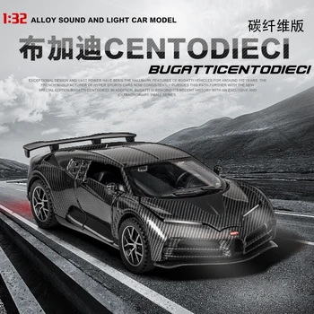1:32 Carbon fiber Bugatti Centodieci Diecasts & legetøjsbiler Toy Metal Toy Bil Model Høje Simulering Trække sig Tilbage Samling Børn 4203