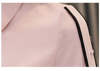 Efteråret Shirts Kvinder Nye Chiffon Bluse Med Lange Ærmer Korean Style Arbejde Bære Langærmet Slim Fit Kvinder Top Pink Blusas 1354 45