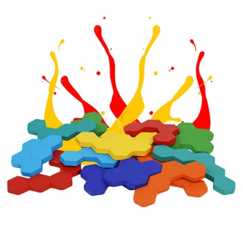 Puslespil Toy Farverige IQ-Spil Kids Voksne Montessori Uddannelse Træ-Sekskant Lære Geometri Gave Tangram Form Hjerne Teaser