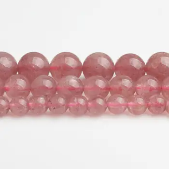 Naturlig Jordbær Kvarts Sten Rundt Løse Perler Til Smykker at Gøre DIY Kvinder Halskæde Armbånd 6 8 10 mm 7,5 tommer Engros