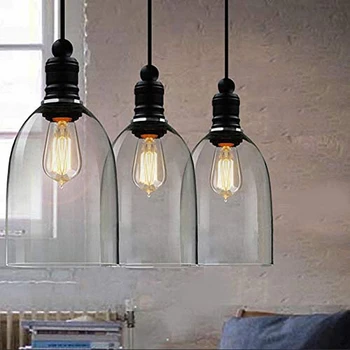LED Pendel Glas Køkken Lys Vintage Lampe Industriel Belysning til Køkken Ø Bar Hjem Deco Hængende Lampe