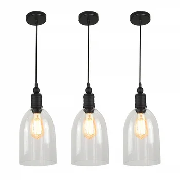 LED Pendel Glas Køkken Lys Vintage Lampe Industriel Belysning til Køkken Ø Bar Hjem Deco Hængende Lampe