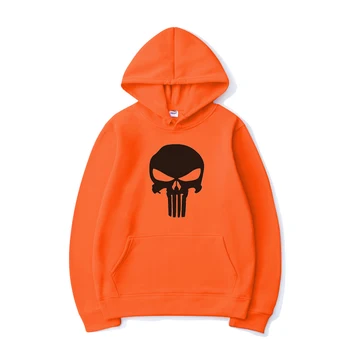 Mode Harajuku Streetwear Hættetrøjer Punisher Logo Trykt Mænd/Kvinder Casual Hoodie Hip Hop Off Hvid Hætte Sweatshirt Pullover