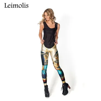 Leimolis 3D printet trænings-og push-up træning leggings kvinder gotiske retro Ægypten til farao, plus size Høj Talje punk rock bukser 4289